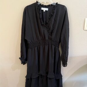 Emma & Michele Black Ruffled Tiered Cocktail Dress